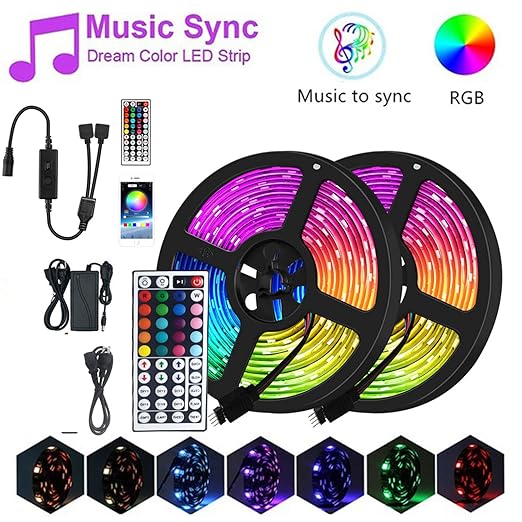 Bandes LED multicolore flexible avec télécommande de 10 mètres
