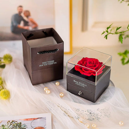 Coffret de Luxe de Rose Eternel avec Collier Amour Infini