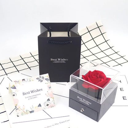 Coffret de Luxe de Rose Eternel avec Collier Amour Infini